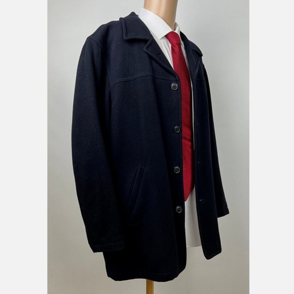 J Crew Mens Navy Blue Wool Button Down Single Breast Pea Coat Jacket Siz… - Picture 3 of 4